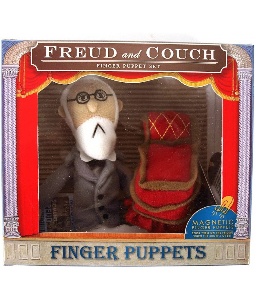 Sigmund Freud and Couch Finger Puppet Fridge Magnet Set 